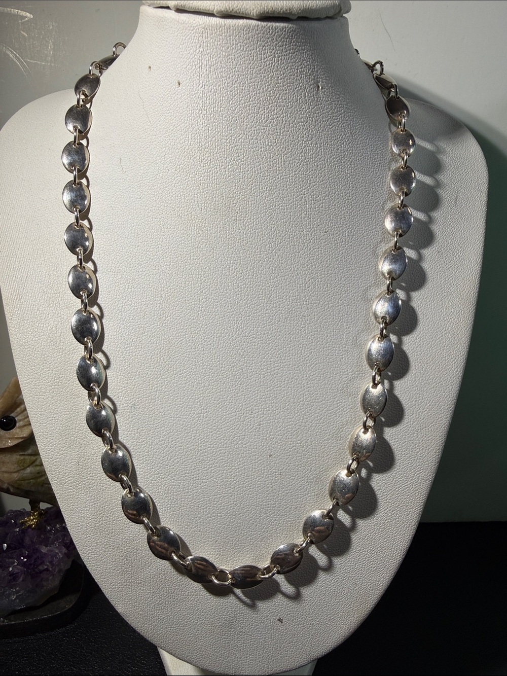 Classic 925, Sterling Silver Solid Oval Link Necklace - 16” Women's Jewelry